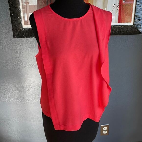 RACHEL Rachel Roy watermelon Crepe Cascade Ruffle Blouse. New. Size 6. - Picture 2 of 8